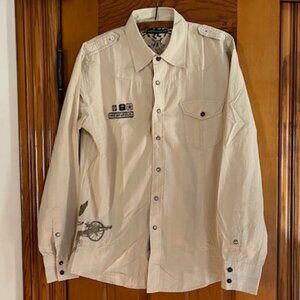 Indigo Star Shirt Pearl Snap Embroidered City of Angels  Men's Size  Large